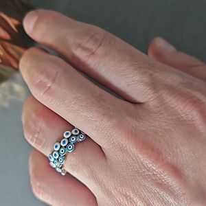 925 Sterling Silver enamel evil-eye rings